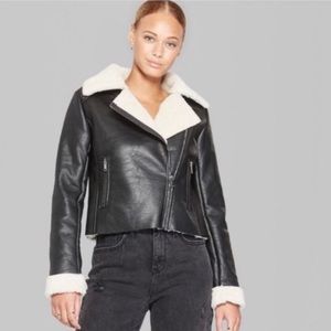 Wild Fable | Faux leather Sherpa lined jacket | M